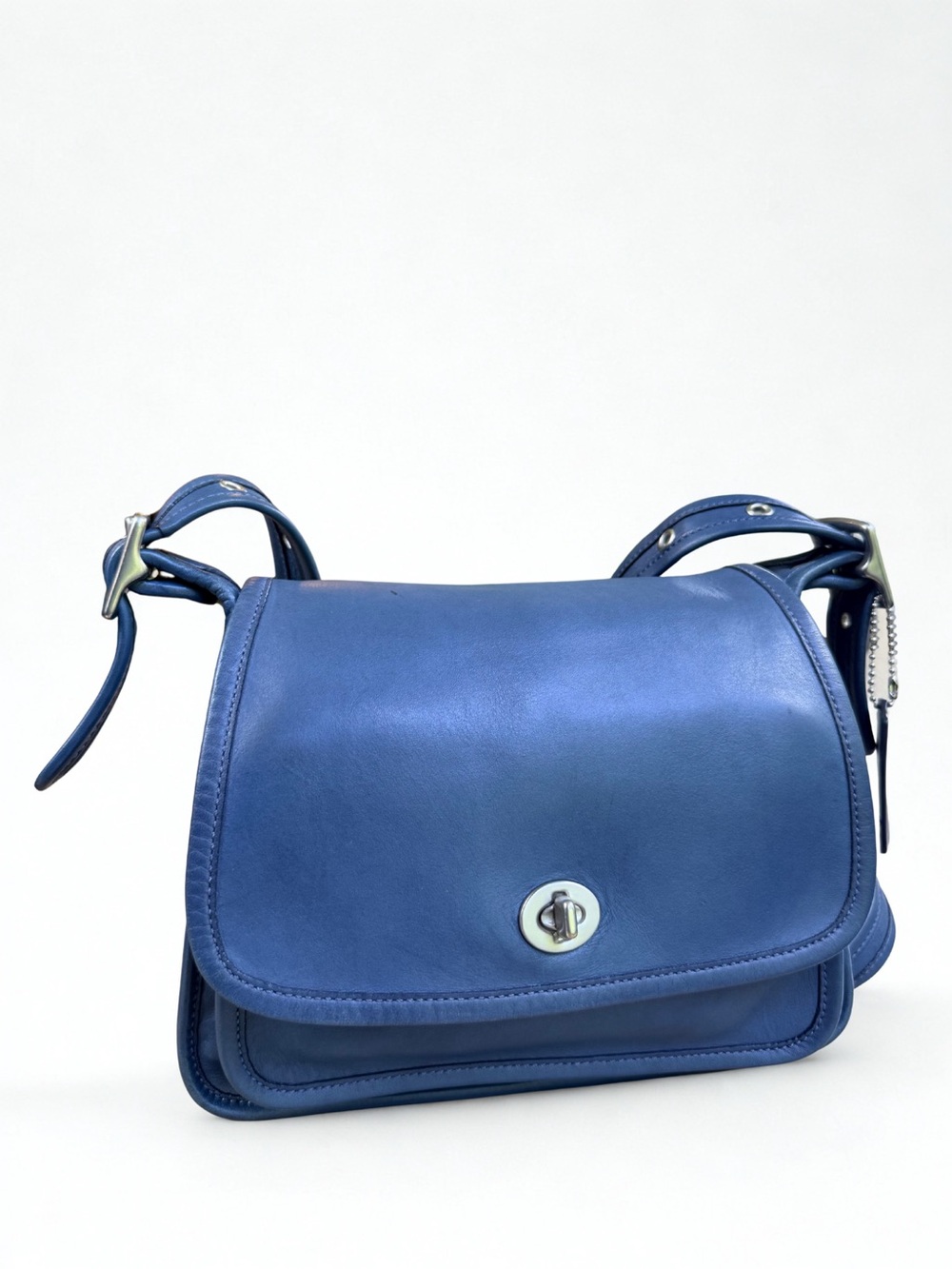 SOLD! Vintage Coach Cornflower Blue Leather Rambler's Legacy Crossbody Bag 9061 - Picture 3 of 14